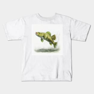 Green Cod Fish Watercolor Kids T-Shirt